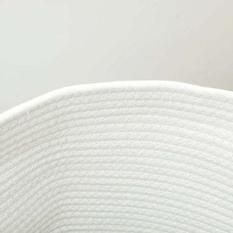 HOMCOM 36L Cotton Rope Laundry Basket, with Handles - Cream White
