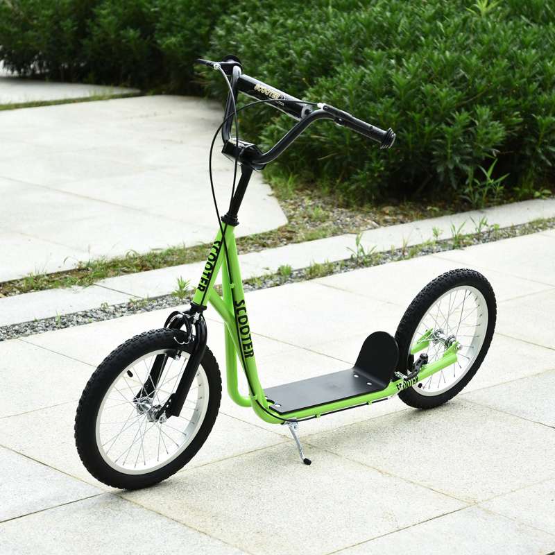 HOMCOM Kick Scooters for Kids with Adjustable Height, Anti-Slip Deck, Dual Brakes, Rubber Tyres, for Boys and Girls Aged 5+ Years Old - Green