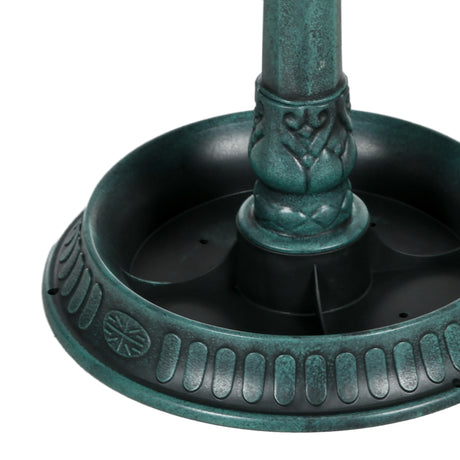 Outsunny 81cm Tall Bird Bath with 2 Decorative Birds, Vintage Style Birdbath with Flower Planter Base, Bird Bath Bowl for Garden, Green