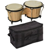 HOMCOM Wooden Bongo Drum Set Φ7.75" & Φ7" w/ Drum Head, Percussion Instrument, Drums, Tuning Wrench For Adults Beginners