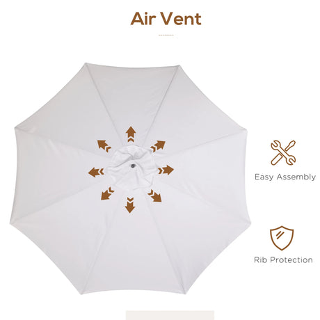 Outsunny 3.3m Elegant Wooden Parasol - Cream