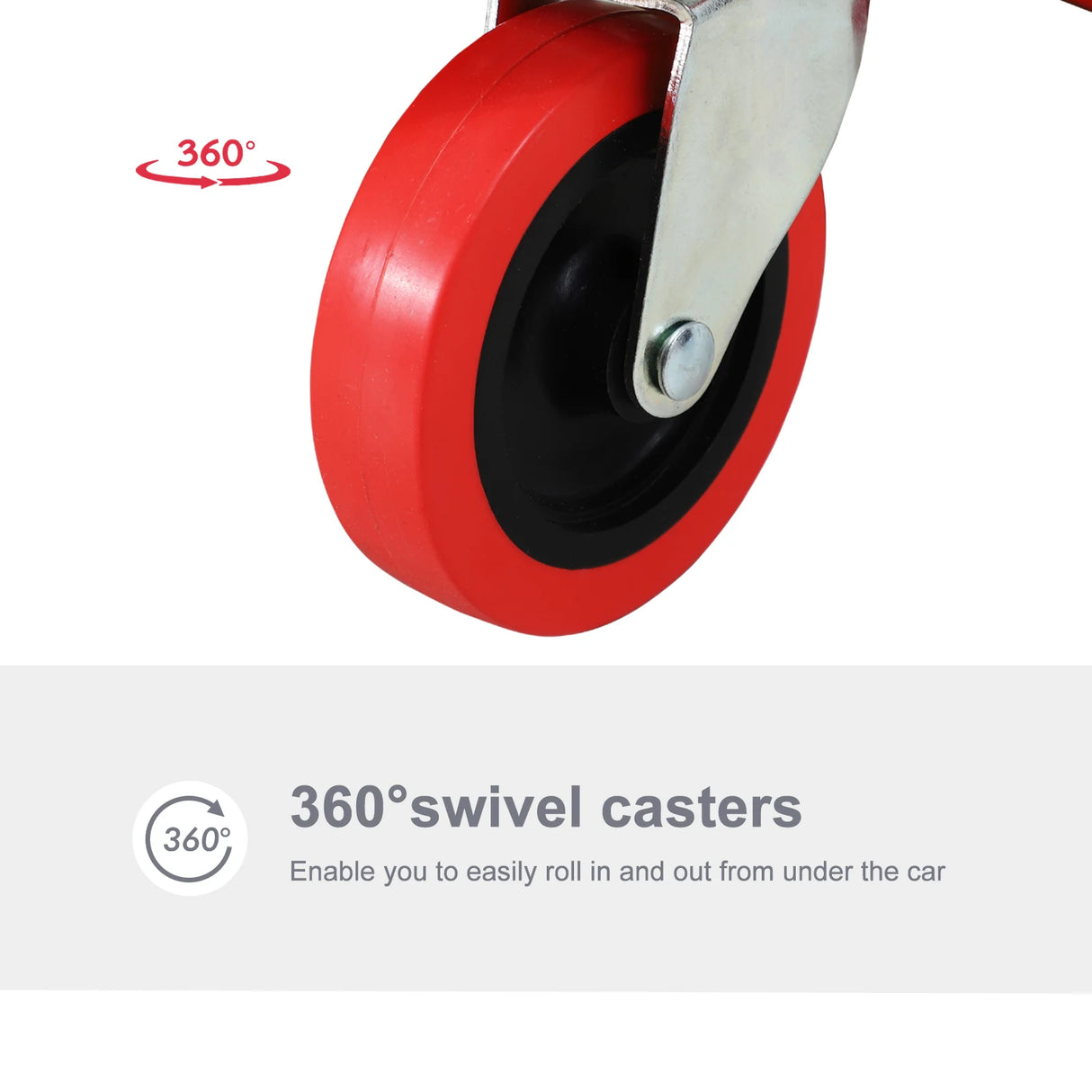 DURHAND Mechanic Vehicle Creeper, Under-Car Rolling Crawler Board, with Headrest, Wheels, Red