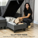 HOMCOM Three-Seater Storage Sofa Bed -  Charcoal Grey