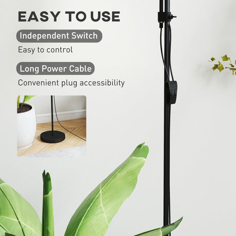HOMCOM LED Floor Lamp for Living Room, 180cm Tall Standing Lamp, Mother and Child Uplighter with Adjustable Gooseneck, 3000K/4500K/6500K Colour Temperatures, Black
