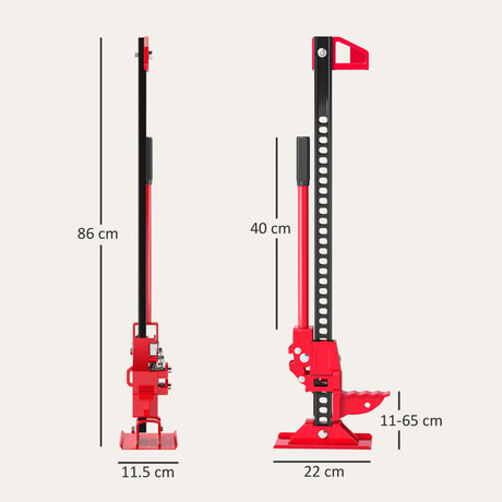 HOMCOM 3 Tonne Farm Jack, 33" High Lift Jack for 4x4 Tractors Trucks Agricultural Lifting, Red
