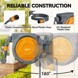 Outsunny Retractable Hose Reel Wall Mounted, 30+2m Garden Hose Pipe Reel with Lock, Auto Rewind, 7 in 1 Spray Nozzle, Includes Wall Fixings, 180 Swivel, Outdoor Watering, Orange