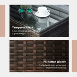 Outsunny PE Rattan Garden Coffee Table with Glass Table Top - Brown