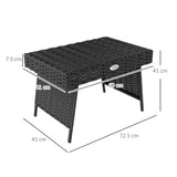 Outsunny Foldable Outdoor Side Table, Rattan Garden Coffee Table with Steel Frame, Space Saving Bistro Garden Furniture for Patio, Balcony, 60 x 41 x 41 cm, Black
