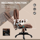 Vinsetto Massage Recliner Chair Heated Office Chair with Six Massage Points Microfiber Cloth 360 Swivel Wheels Brown