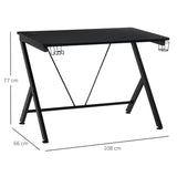 HOMCOM Gaming Desk, 108 x 66cm Computer Table Metal Frame with Cup Holder, Headphone Hook, Cable Hole, for Small Spaces, Black