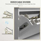 HOMCOM 10-Shoe Storage Bench, with Padded Top Seat - White/Grey