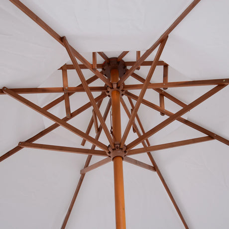 Outsunny 2.7m Elegant Wooden Frame Parasol Umbrella - White