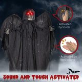 HOMCOM 6.3" Grim Reaper Halloween Animatronic, with Glowing Eyes