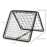 HOMCOM Angle Adjustable Double Sided Rebounder Net Training Aid Target Soccer Goal Kickback For Football, Baseball, Basketball - 75L x 75W cm