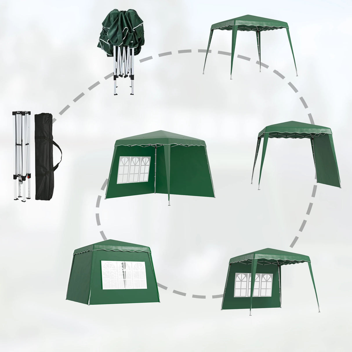Outsunny 2.4 x 2.4m Two Wall Pop Up Gazebo - Green