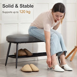 HOMCOM PU Leather Shoe Storage Bench - Grey