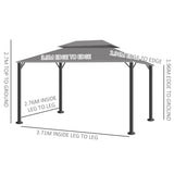 Outsunny 3 x 4m Aluminium Garden Gazebo, Marquee Canopy Shelter Pavilion Party Tent with Nets and Curtains for Garden and Deck, Light Grey