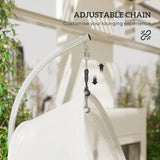 Outsunny Hanging Egg Chair Outdoor Indoor, Swing Hammock Chair with Stand, Cushions, Lumbar Pillow, Adjustable Height and Steel Frame for Garden Patio Lounge Porch, Light Grey