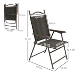 Outsunny Set of Two Folding Garden Chairs, with Fabric Mesh Seats - Dark Brown