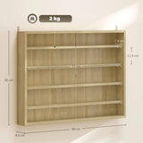 HOMCOM 5-Tier Wall Display Shelf Unit Cabinet w/ 4 Adjustable Shelves Glass Doors Home Office Ornaments 60x80cm Oak
