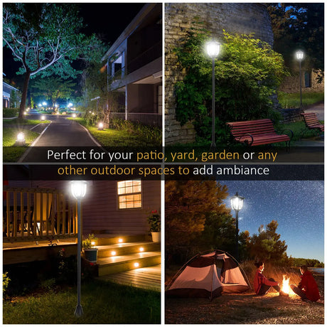 Outsunny 2 Pieces Outdoor Garden Solar Post Lamp Sensor Dimmable LED Lantern Bollard Pathway 1.6M Tall  Black