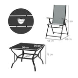 Outsunny Five-Piece Steel Frame Patio Set - Grey/Black