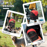 PawHut 3 In 1 Detachable Pet Stroller, for Extra Small and Small Dogs - Red