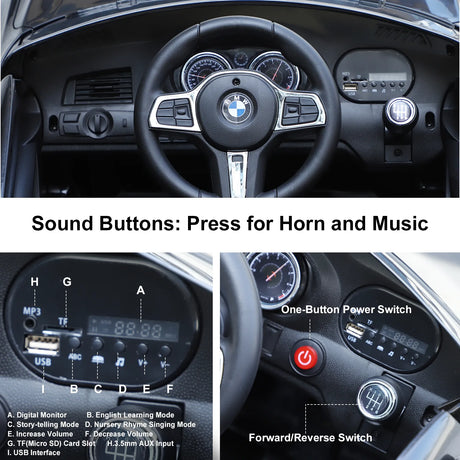 HOMCOM Kids Electric Ride On Car 6V Licensed BMW 6GT W/ Remote-Black