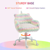 Vinsetto Unicorn Home Office Chair, Height Adjustable Fluffy Desk Chair with Armrests and Swivel Wheels, Colourful