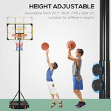 SPORTNOW Height Adjustable Basketball Hoop and Stand with Firm Backboard and Weighted Base, Portable Wheels, Yellow