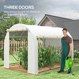 Outsunny 296 x 196cm Steel Frame Polytunnel Greenhouse - White