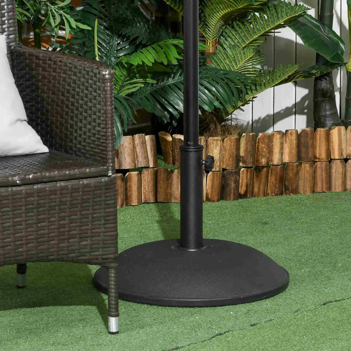 Outsunny Heavy Duty Cement Parasol Base 20kg Round Patio Umbrella Stand Garden Outdoor Shade Holder for Dia. 35mm/38mm/48mm Poles