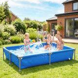 Outsunny Metal Frame Swimming Pool, Rectangular Above Ground Frame Pool with Repair Patch, 229 x 160 x 43 cm, Blue