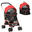 PawHut 3 In 1 Detachable Pet Stroller, for Extra Small and Small Dogs - Red