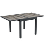 Outsunny Extending Garden Table, Outdoor Dining Table for 6, Aluminium Frame Rectangular Patio Table with Plastic Board Tabletop,80/160L x 80W x 75H cm, Grey