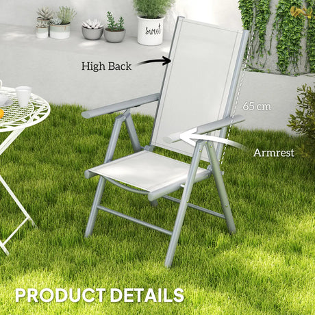 Outsunny Set of Two Aluminium Folding Chairs  - Light Grey