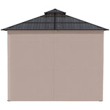 Outsunny 3 x 3 (m) Outdoor Polycarbonate Gazebo, Double Roof Hard Top Gazebo with Galvanised Steel Frame, Nettings & Curtains for Garden, Lawn, Patio and Deck, Khaki