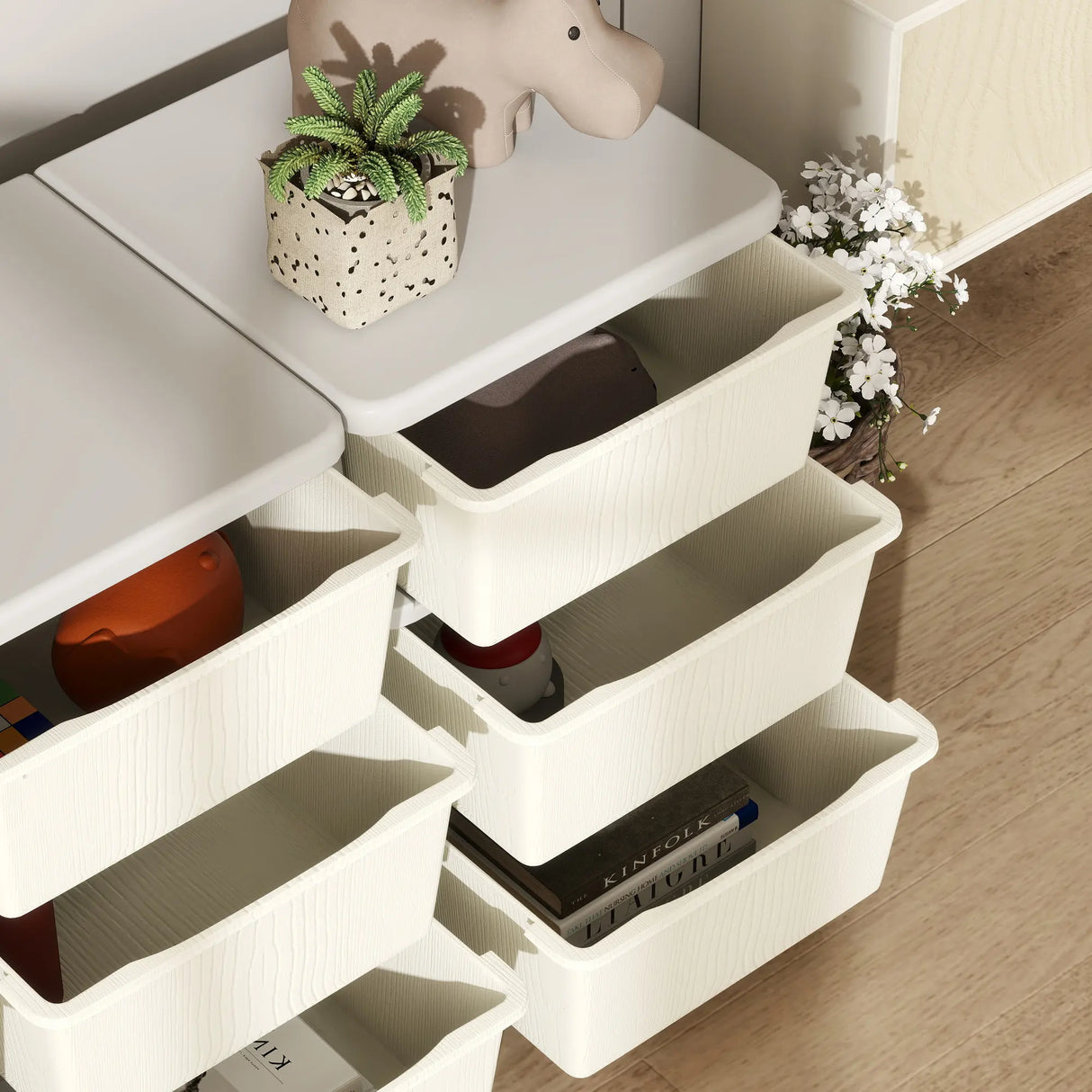 HOMCOM Kids Storage Unit, with Nine Drawers - Cream