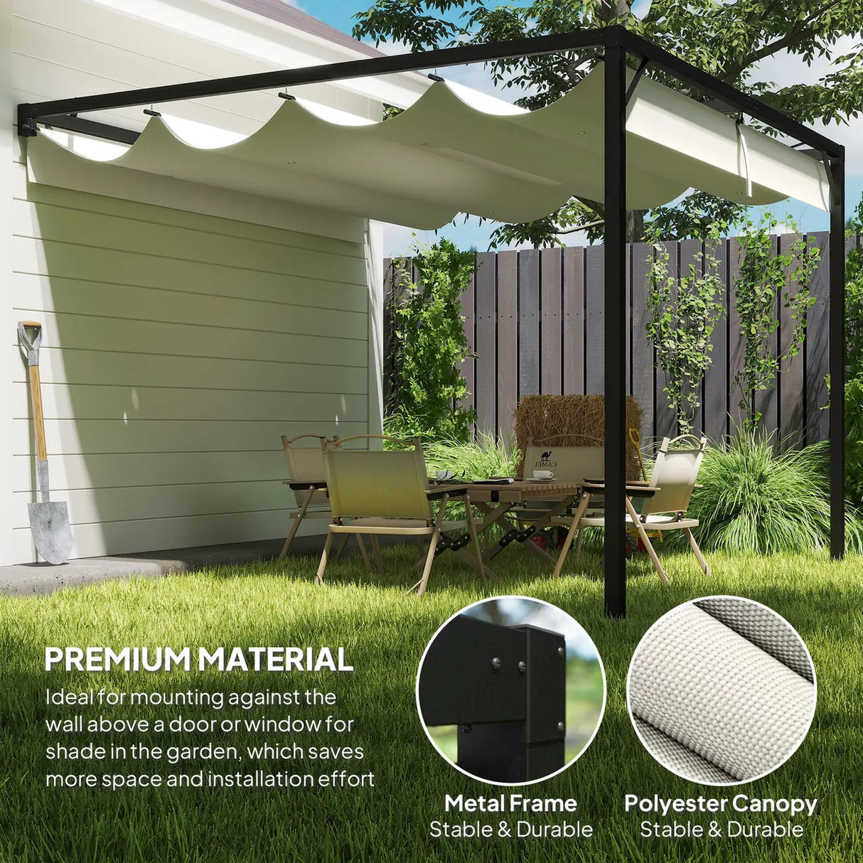 Outsunny 3 x 3 m Pergola, with Sliding Canopy - Cream White