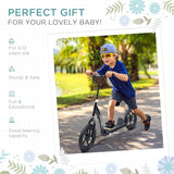 HOMCOM Kids Scooter Kick Scooter, with 12" EVA Tyres, Rear Brake, Big Wheels Scooter for 5-12 Years , Black