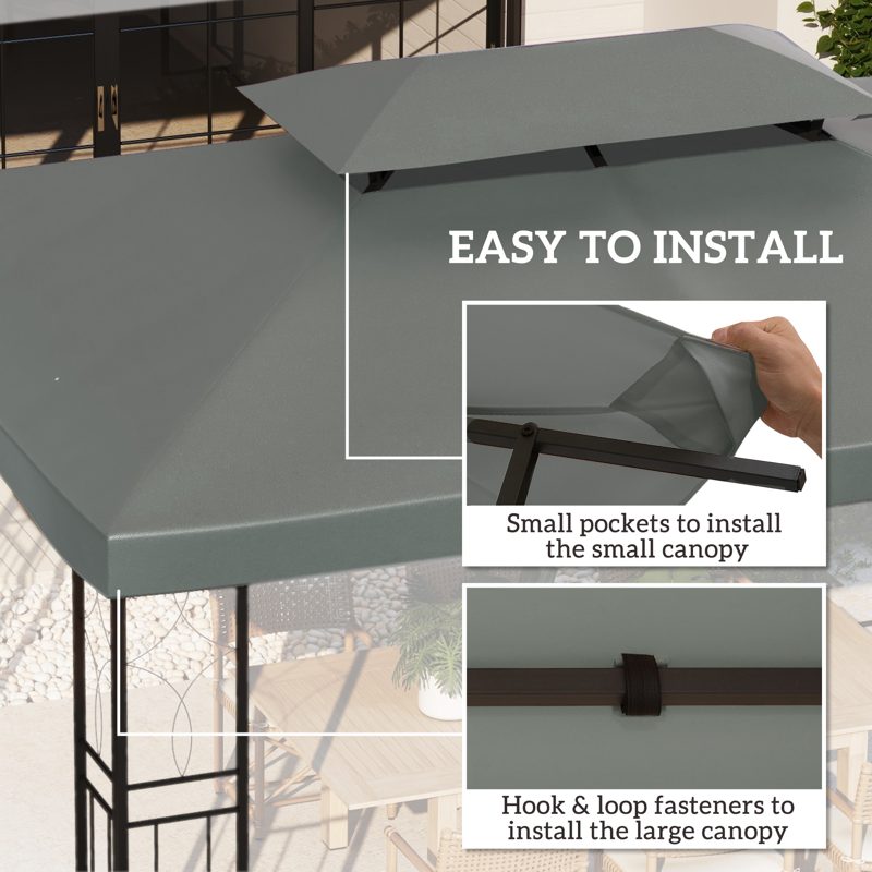 Outsunny Gazebo Roof Replacement, for 3 x 4m Frames - Grey