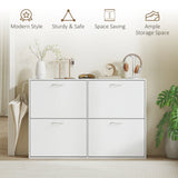 HOMCOM Wooden Modern Design 4 Drawer Shoes Cabinet Pull Down Shelf Storage Organiser - White