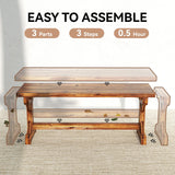 Outsunny Rustic Wooden Garden Bench, Backless Outdoor Bench Patio Loveseat with X-Shape Base for Porch, Park, Carbonised Finish