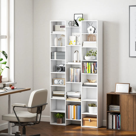 HOMCOM 21-Compartment Bookshelf - White