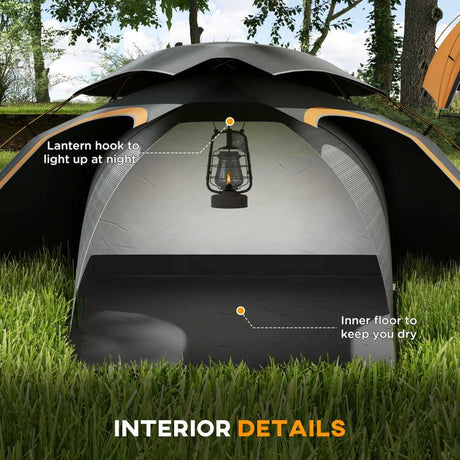 Outsunny Aluminium Frame Camping Tent Dome Tent with Removable Rainfly, 2000mm Waterproof, for 1-2 Man, Grey