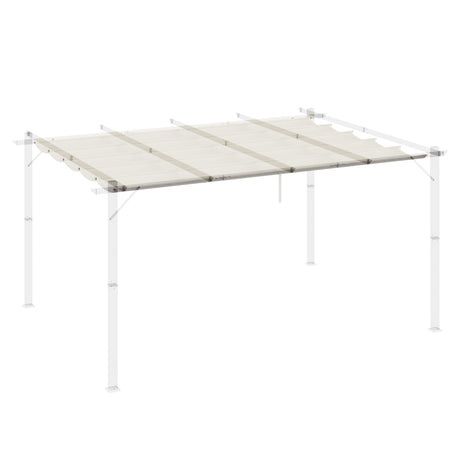Outsunny Retractable Pergola Cover, 3.5 x 2.6 m Replacement Canopy Fabric for 4 x 3 m Frame, Roof Top Only, Cream White