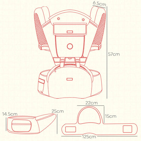 AIYAPLAY 6-in-1 Baby Carrier for Newborns-Toddlers, with Removable Seat, for Ages 0-36 Months, Up to 15kg, Grey