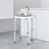 HOMCOM 360° Swivel Shower Chair, Height Adjustable Aluminium Shower Stool with Non-Slip Feet for Disabled, Elderly, Blue