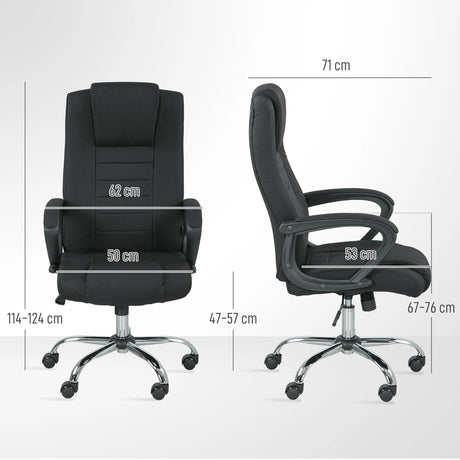 Vinsetto Linen-Look Swivel Office Chair - Black