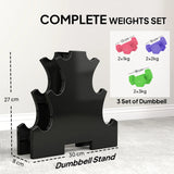 SPORTNOW Hex Dumbbells Set with Dumbbell Rack, Hand Weights for Strength Training Weight Lifting,  2 x 1kg, 2 x 2kg, 2 x 3kg